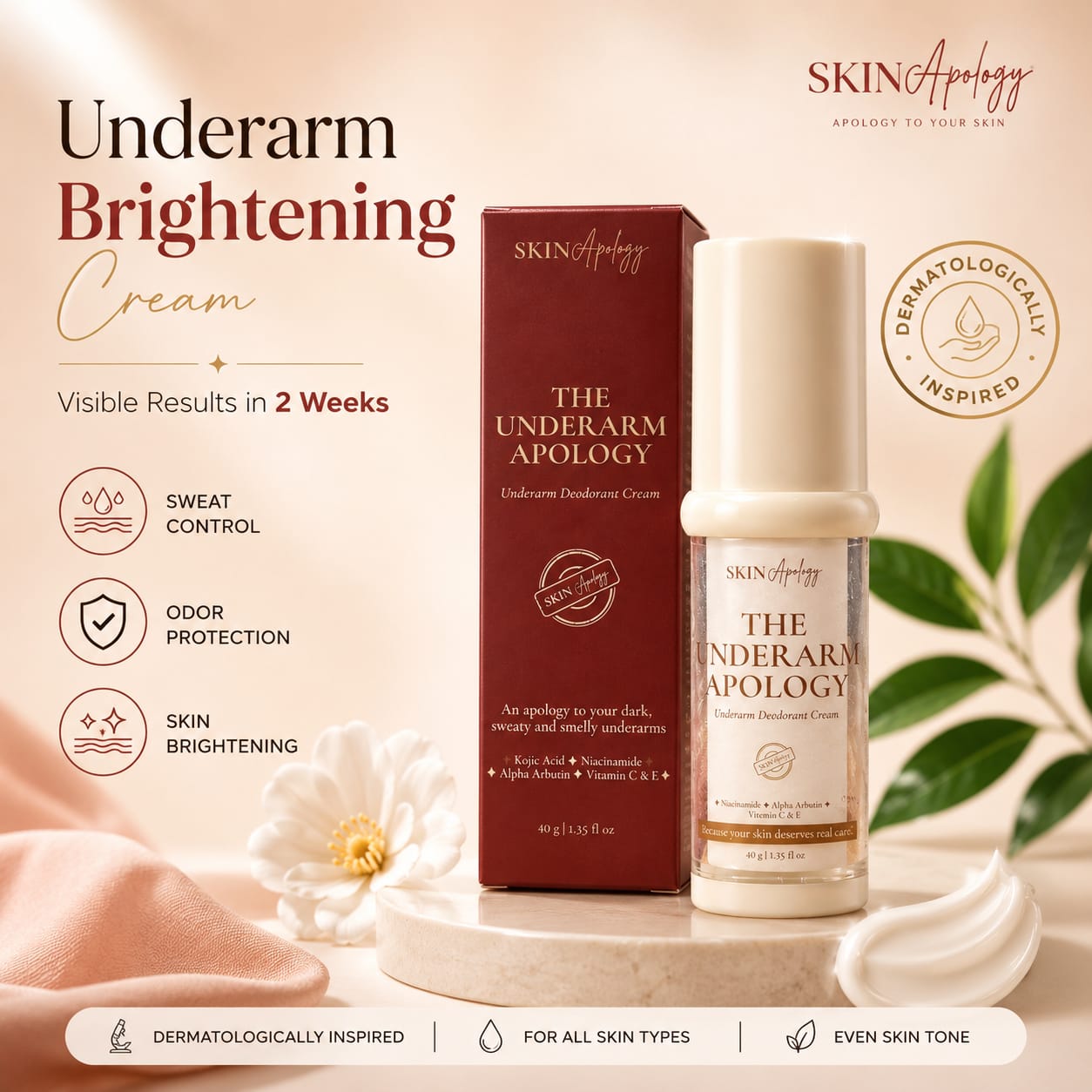 The Underarm Apology – Brightening & Odour-Fighting Underarm Deodorant Cream · 40g / 1.35 fl oz